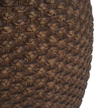 Faux Rattan Indoor/Outdoor Side Table - Brown