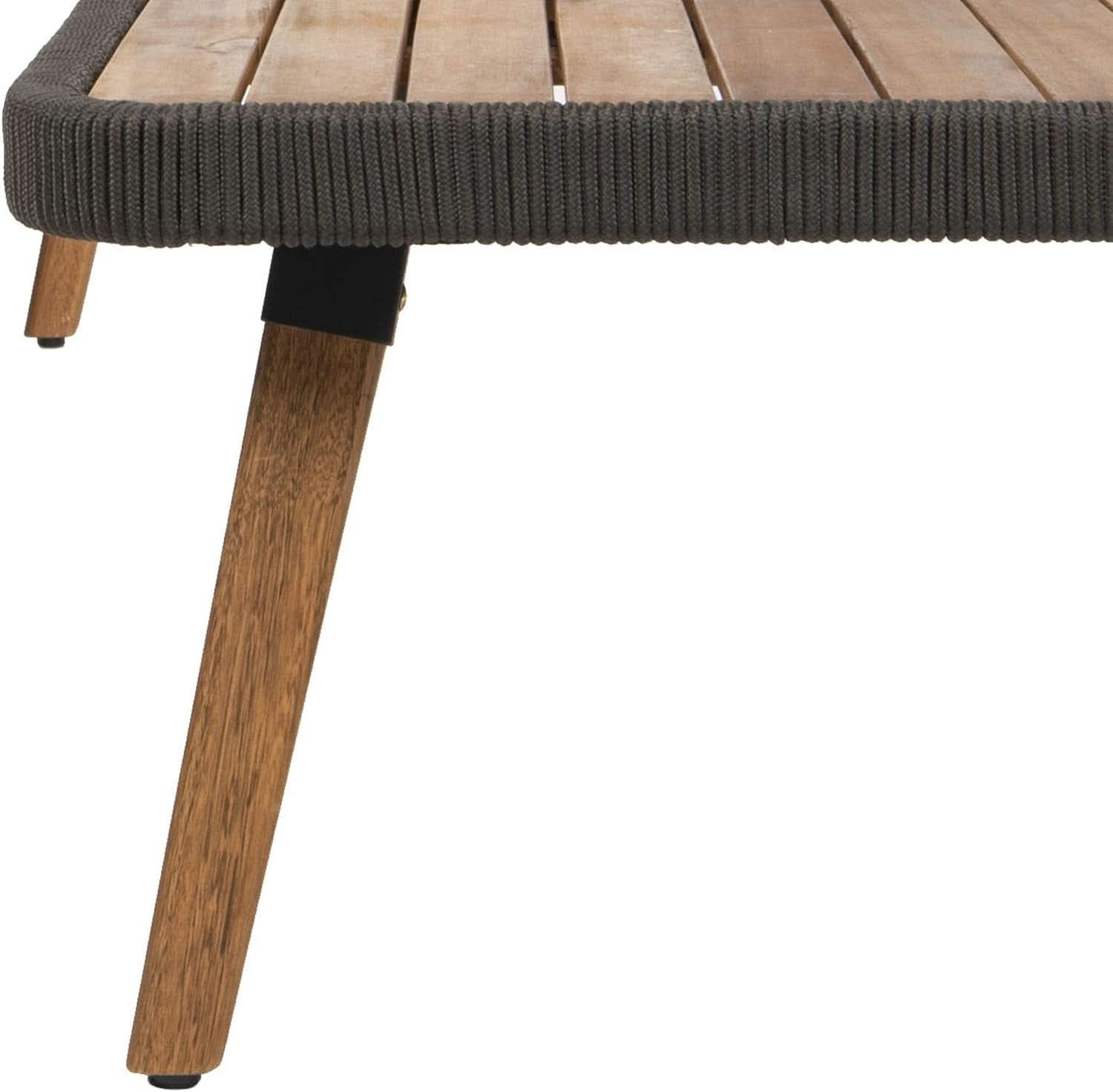 Outdoor 4 Piece Eucalyptus Rope Furniture Set With Cream Cushions