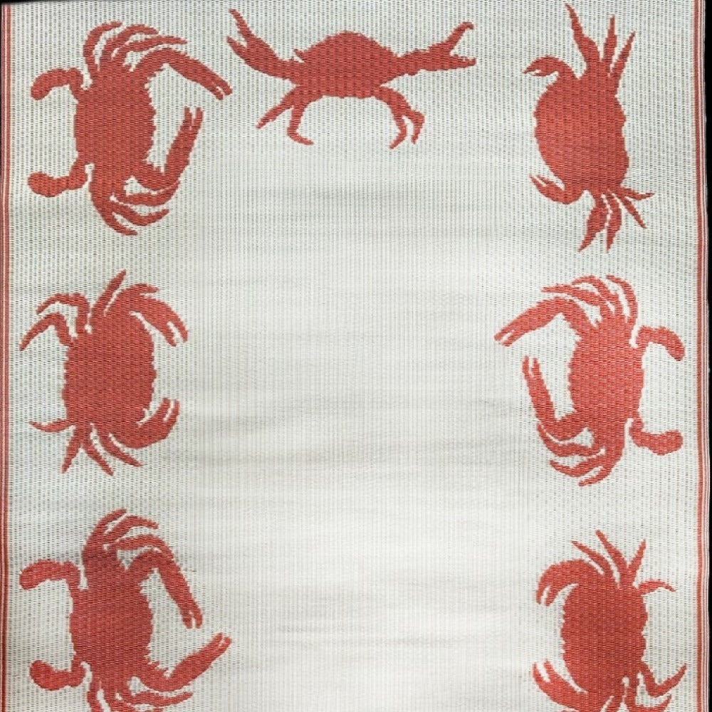 Crab Orange &amp; Cream Outdoor Mat