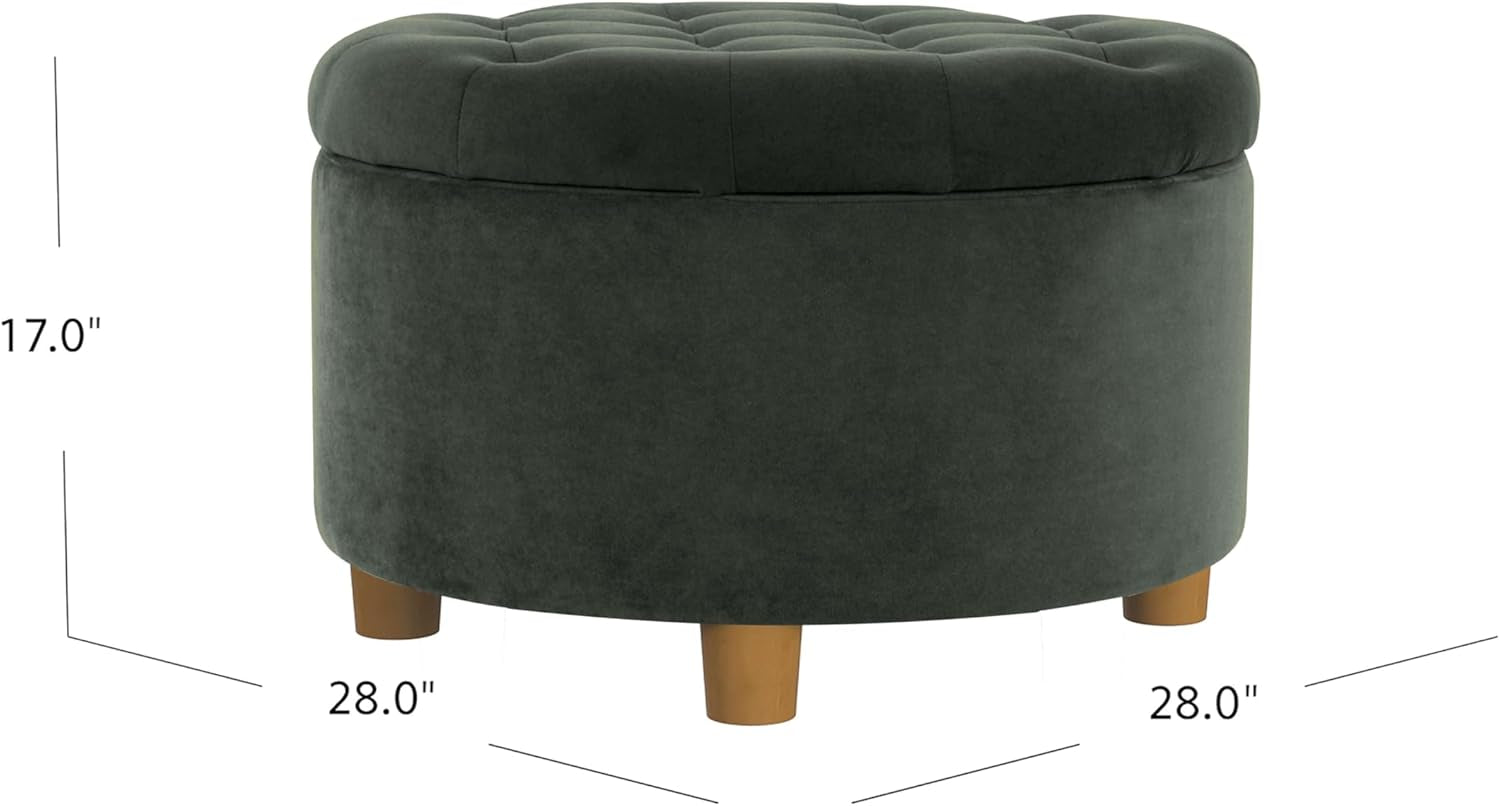 Handcrafted Loden Green Velvet Storage Ottoman