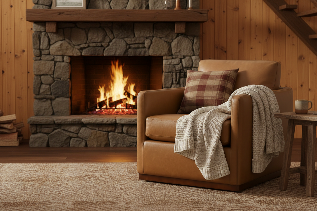 Swivel Accent Chair, Faux Leather in Saddle Brown