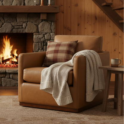 Swivel Accent Chair, Faux Leather in Saddle Brown