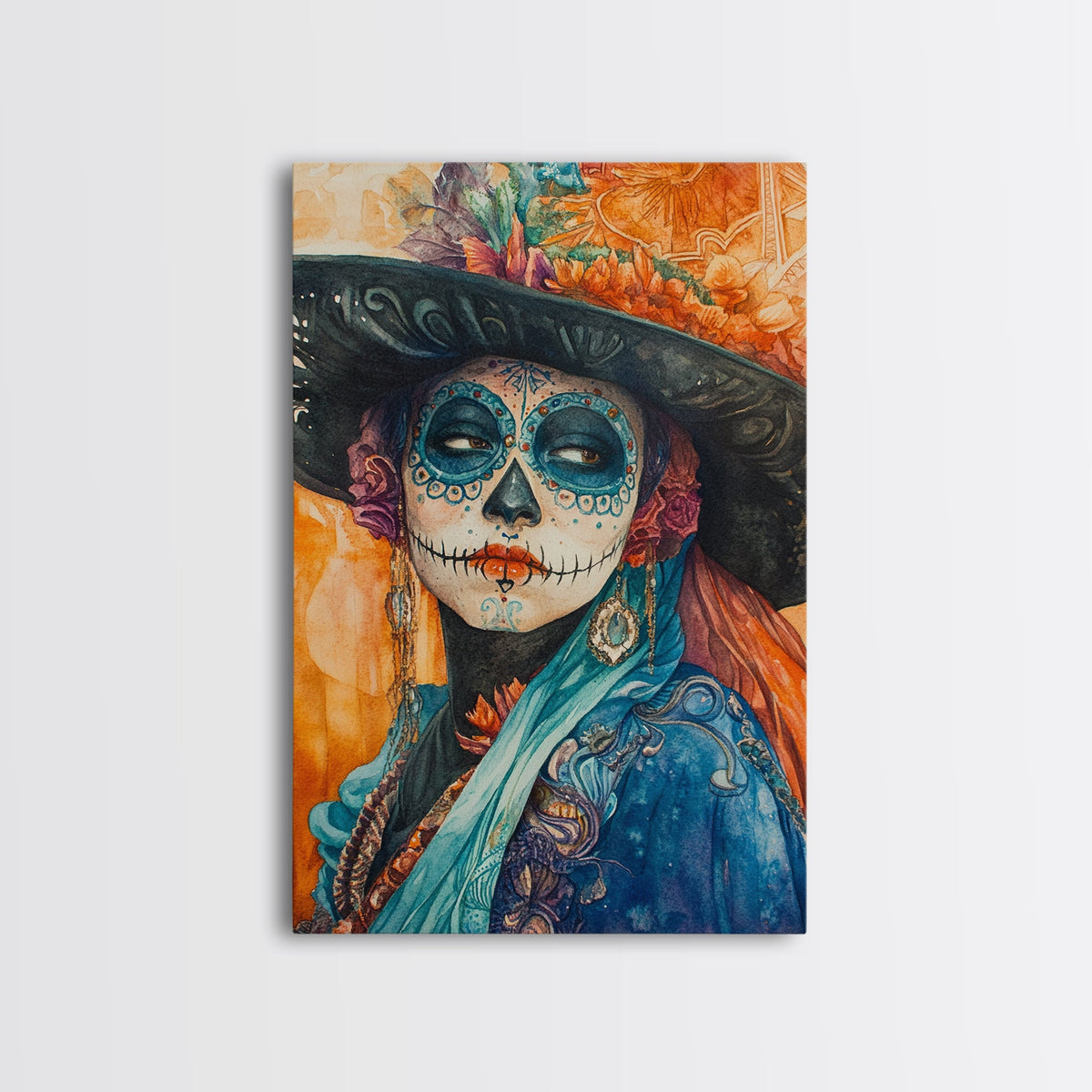 Dia De Los Muertos Framed Canvas Wall Art