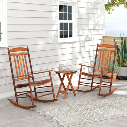 3-piece Outdoor Poplar Wood Rocking Chair Set - Natural