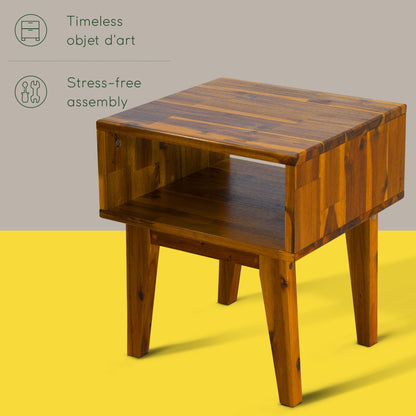 Serena Solid Acacia Wood Nightstand - 6 Colors