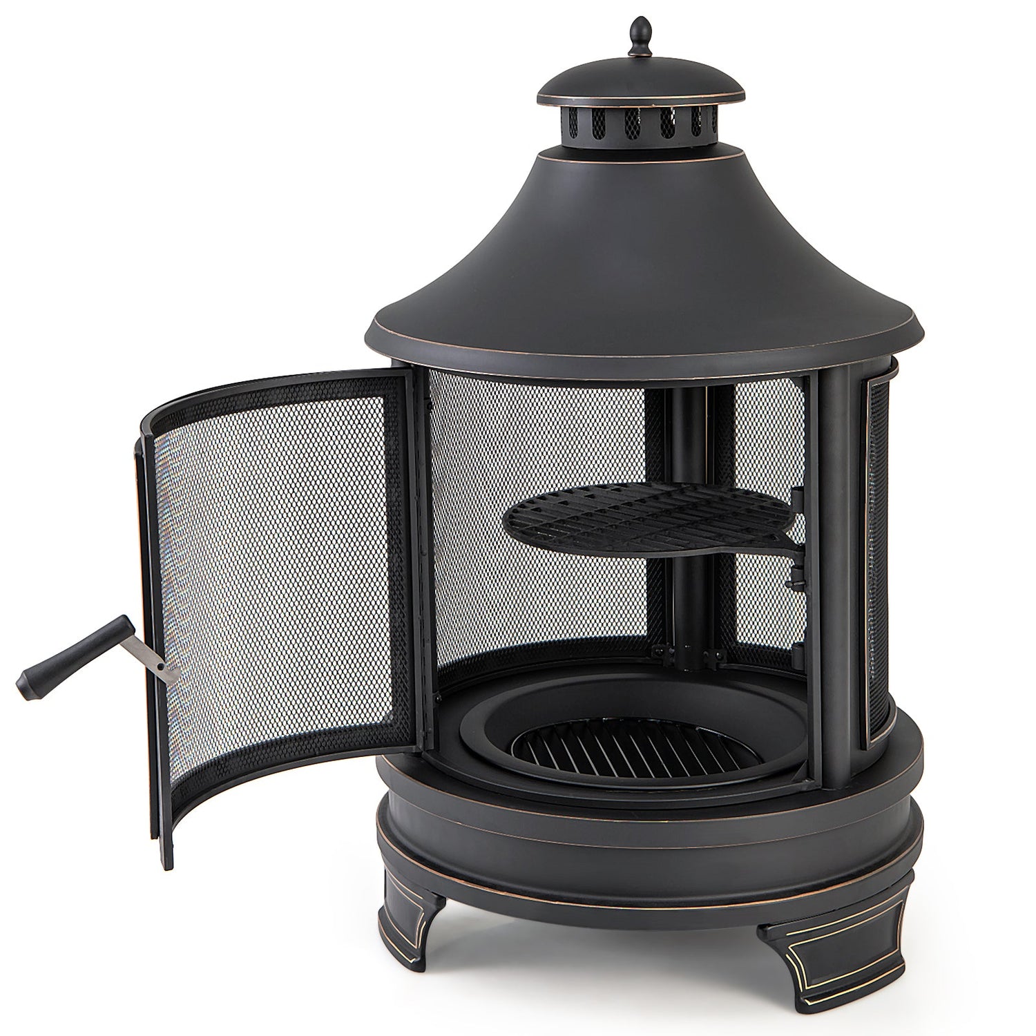 Outdoor Fire Pit/Chiminey with Grill for Garden BBQ