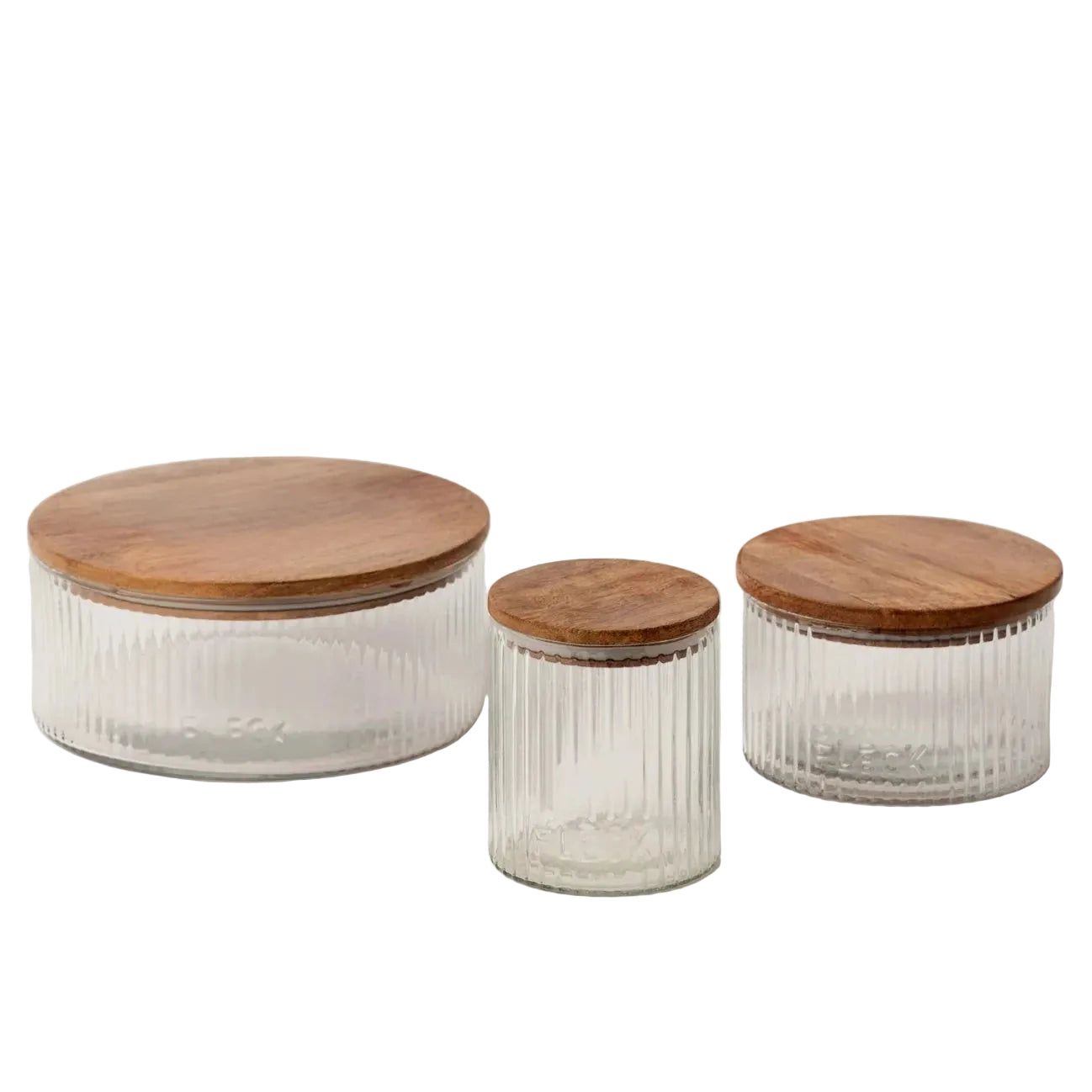 Fluted Glass Storage Jars - set of 3