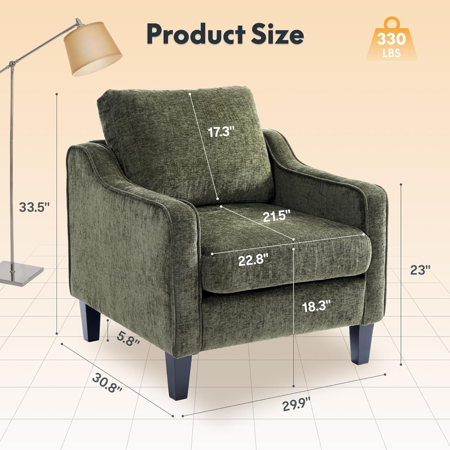 Green Chenille Armchair