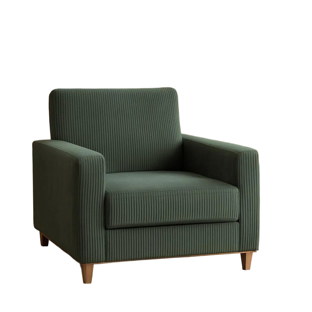 Green Corduroy Accent Chair With 22 Inch Deep Seat