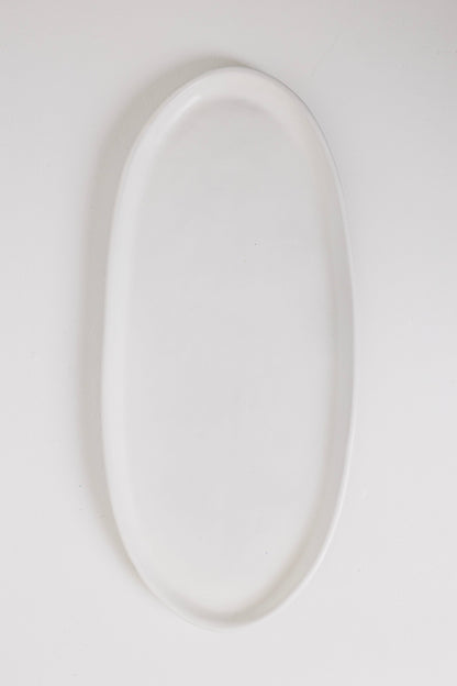 Ines Oval Lipped Serving Plate - Matte White - Set of 2