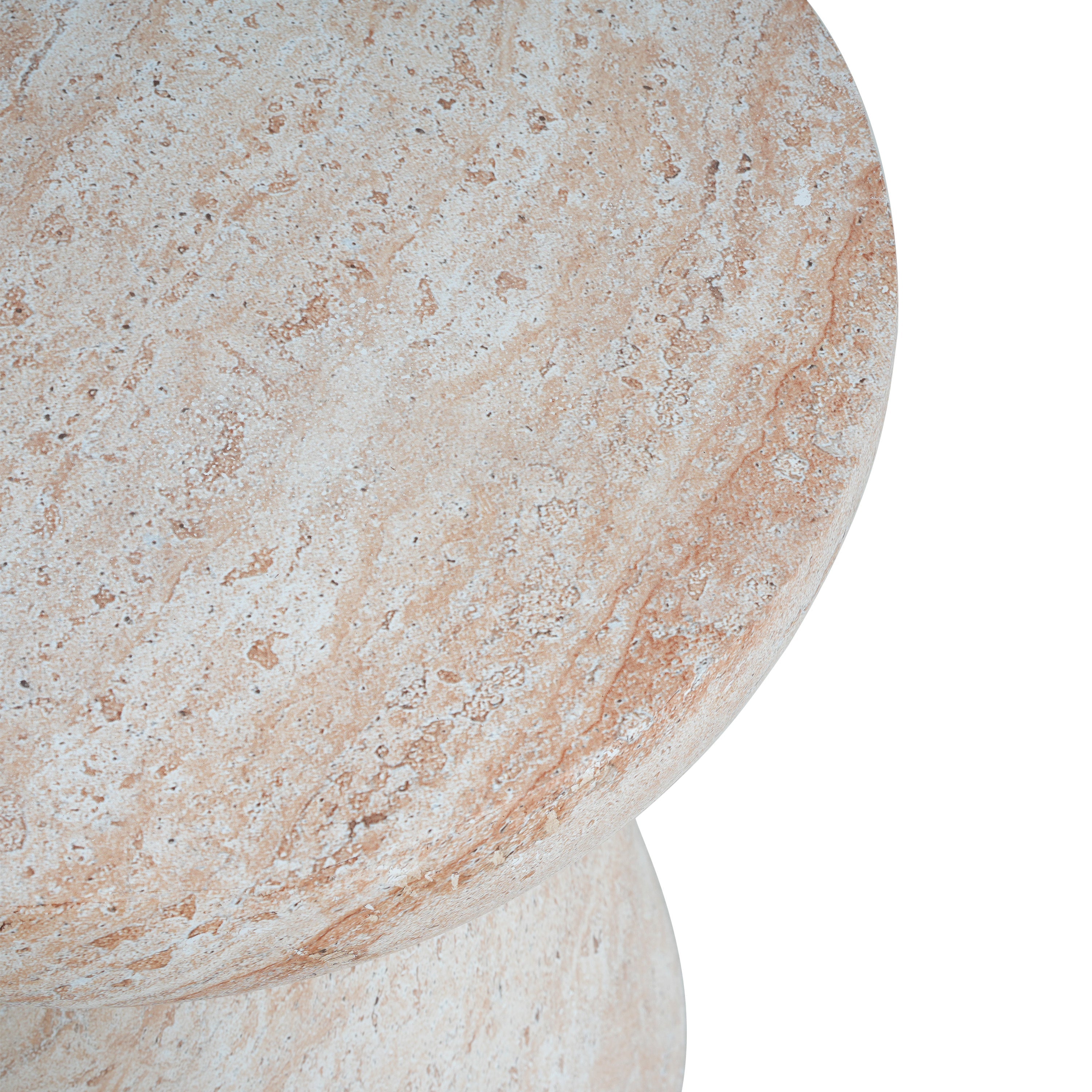 Outdoor/Indoor Lightweight Concrete Side Table in Travertine Finish