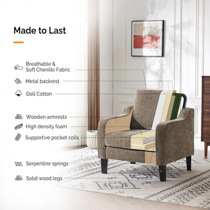 Light Brown Upholstered Living Room Armchair