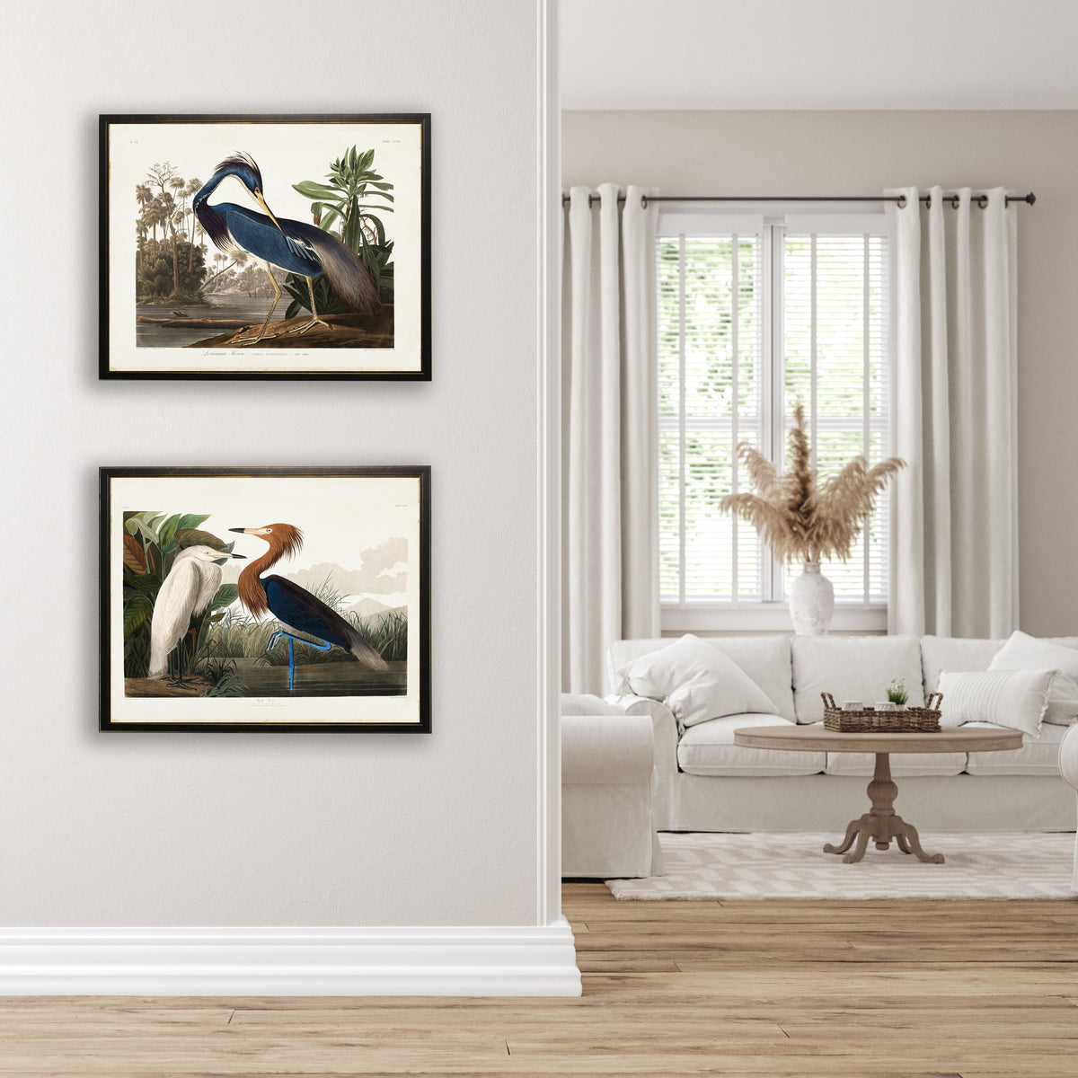 Two Herons in Black and Copper Frame - 24 x 18 inch