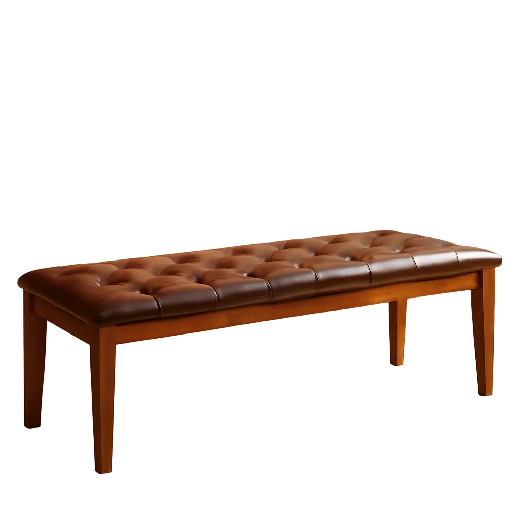 Oversized Brown Faux Leather Upholstered Ottoman Bench