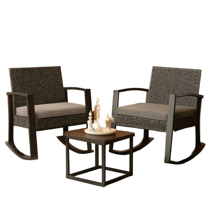 3 Piece Rattan Rocking Bistro Set