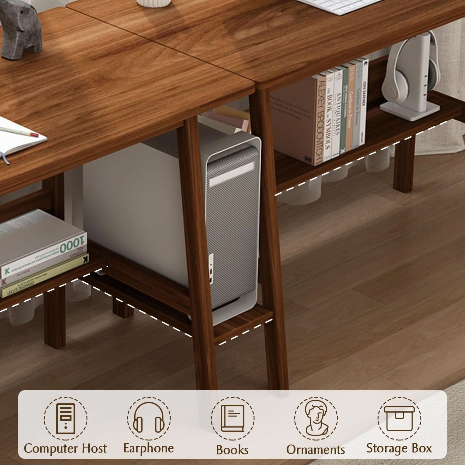 Walnut 110" Two-Person Computer Workstation