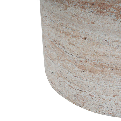 Indoor/Outdoor Concrete Side Table with Travertine Finish