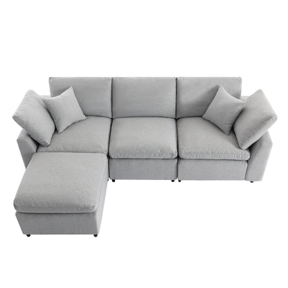Down Filled Sectional Sofa in Grey