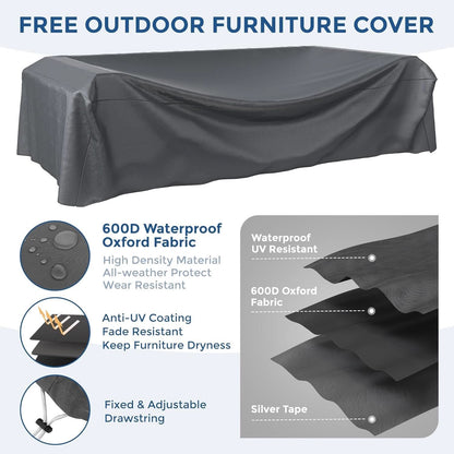 7 Piece Outdoor Modular Sectional Set With Waterproof Cover