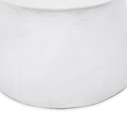 Outdoor Lightweight Concrete Hourglass End Table in Antique White Finish