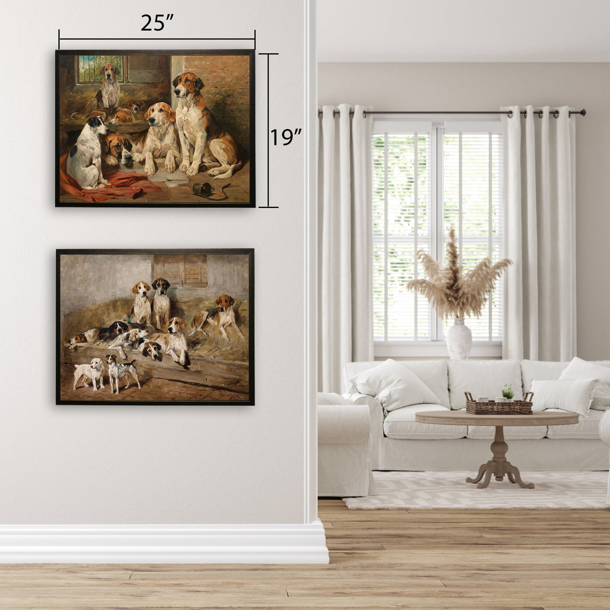 Resting Dogs in Copper and Black Frame - 24 x 18 inch