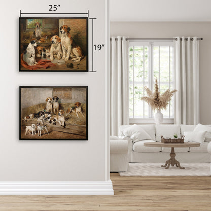 Resting Dogs in Copper and Black Frame - 24 x 18 inch
