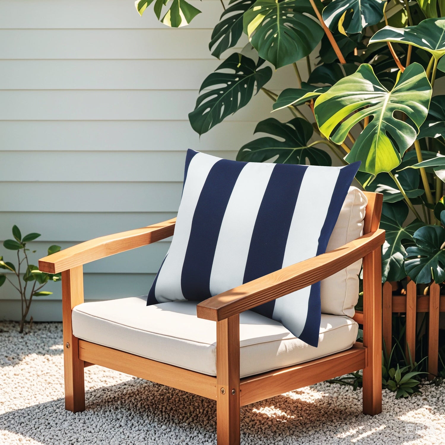2 Pack Outdoor Throw Pillows - Navy Stripe