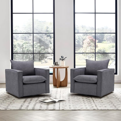 Swivel Armchairs in Dark Gray - 2 pc Set