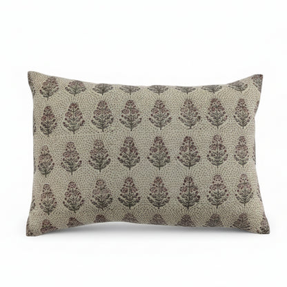 Padma Linen Floral Pillow Cover - Ruby