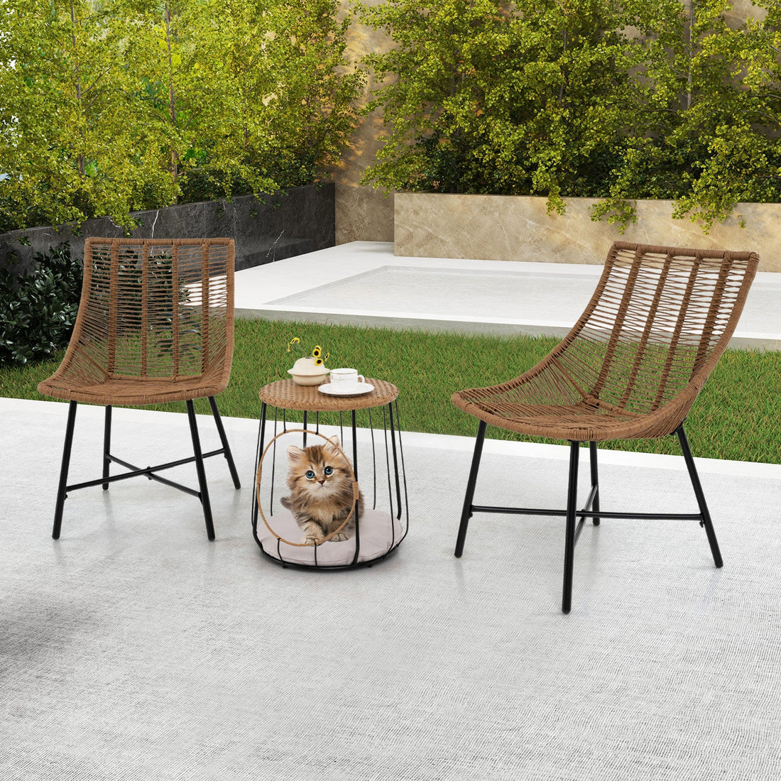 3 Piece Outdoor Furniture Set with Pet House