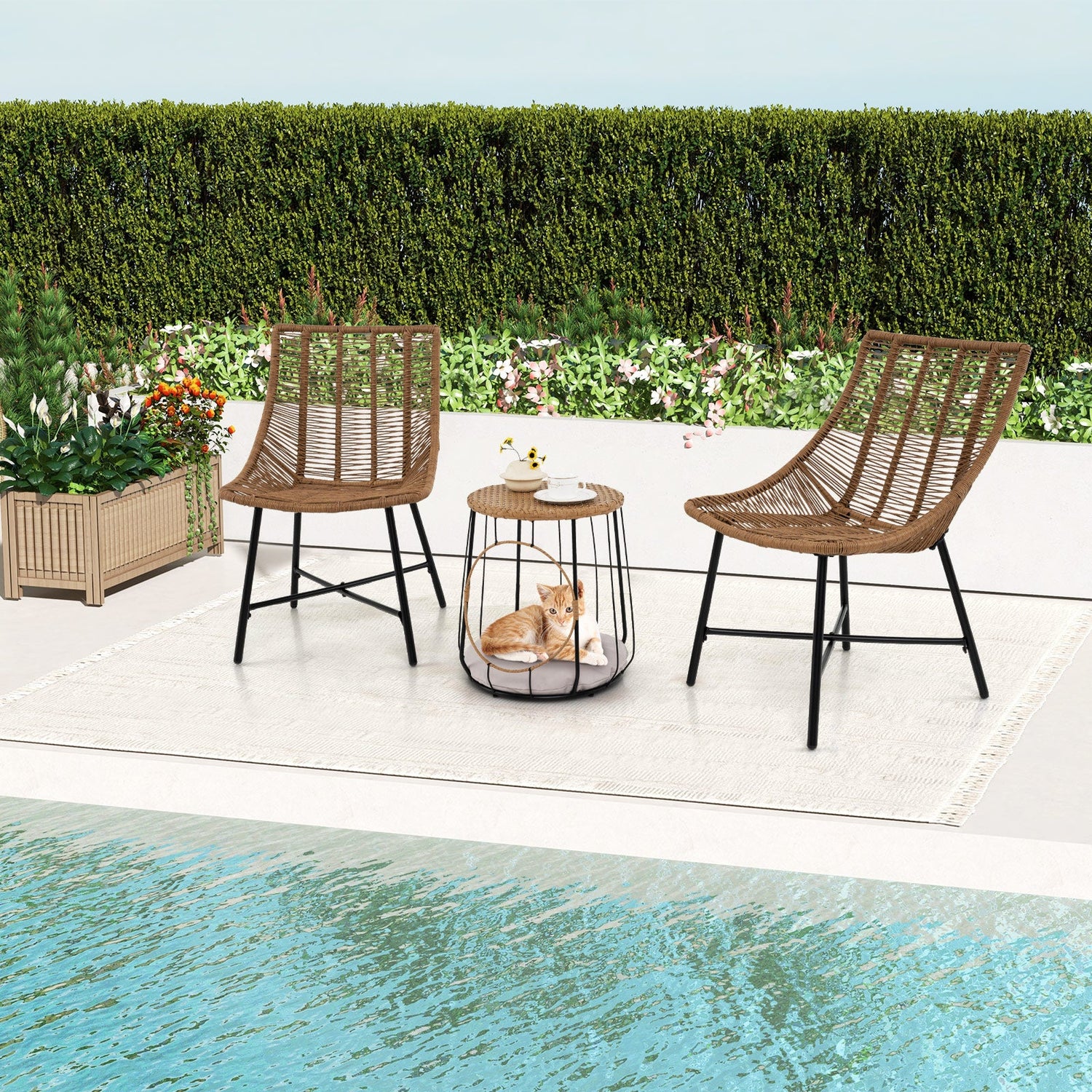 3 Piece Outdoor Furniture Set with Pet House
