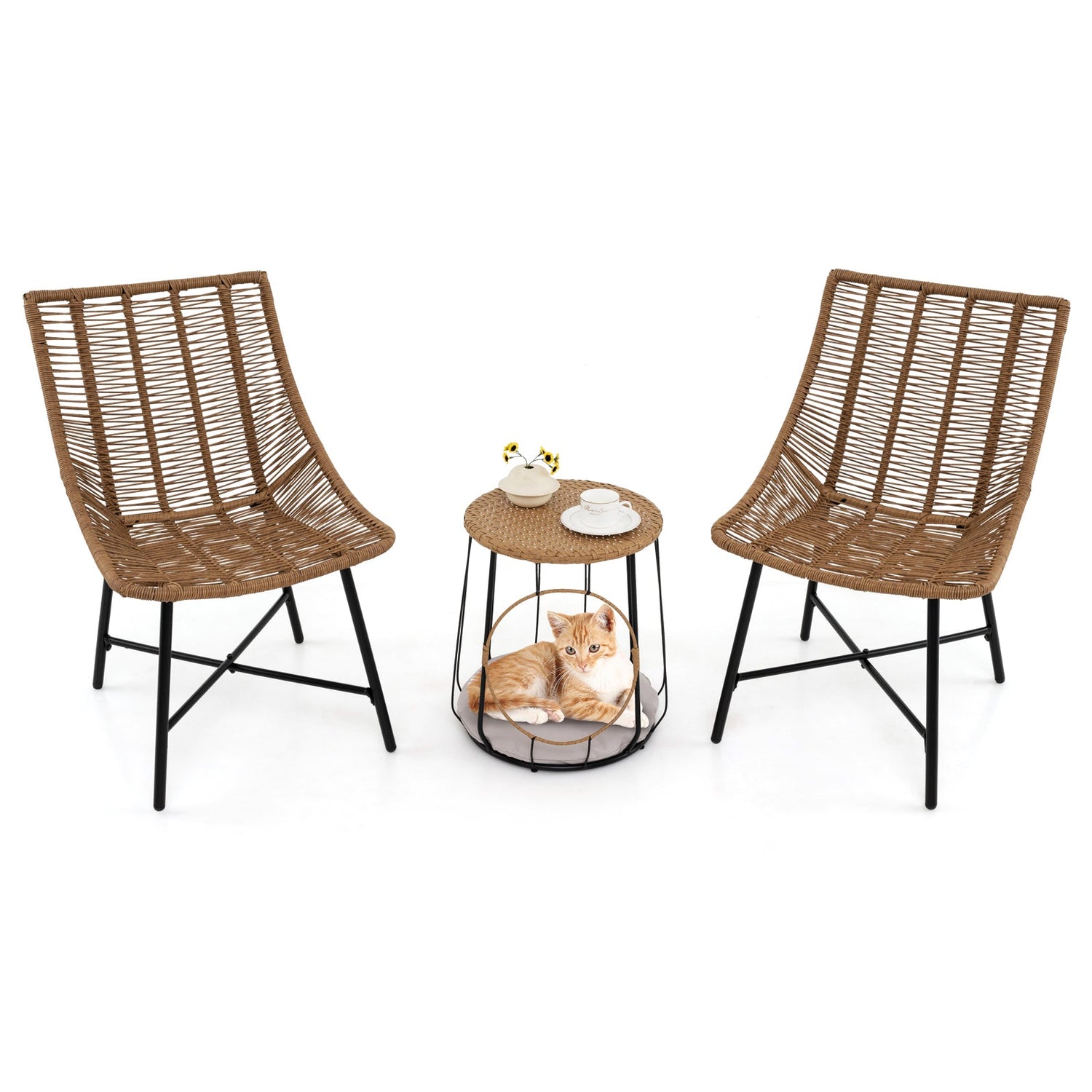 3 Piece Outdoor Furniture Set with Pet House
