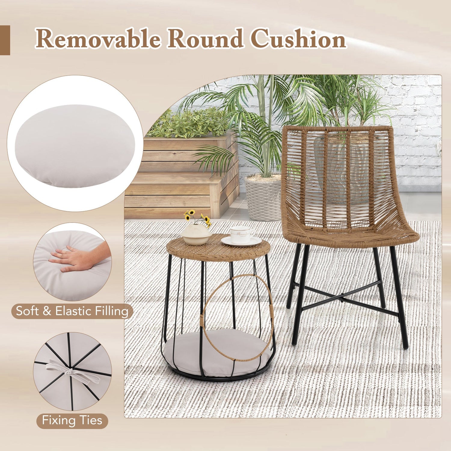 3 Piece Outdoor Furniture Set with Pet House