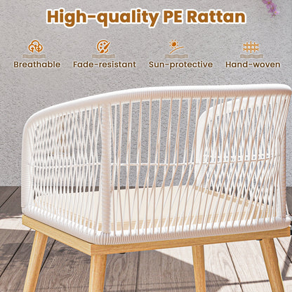 3 Piece Outdoor Bistro Set - White Wicker