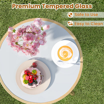3 Piece Outdoor Bistro Set - White Wicker