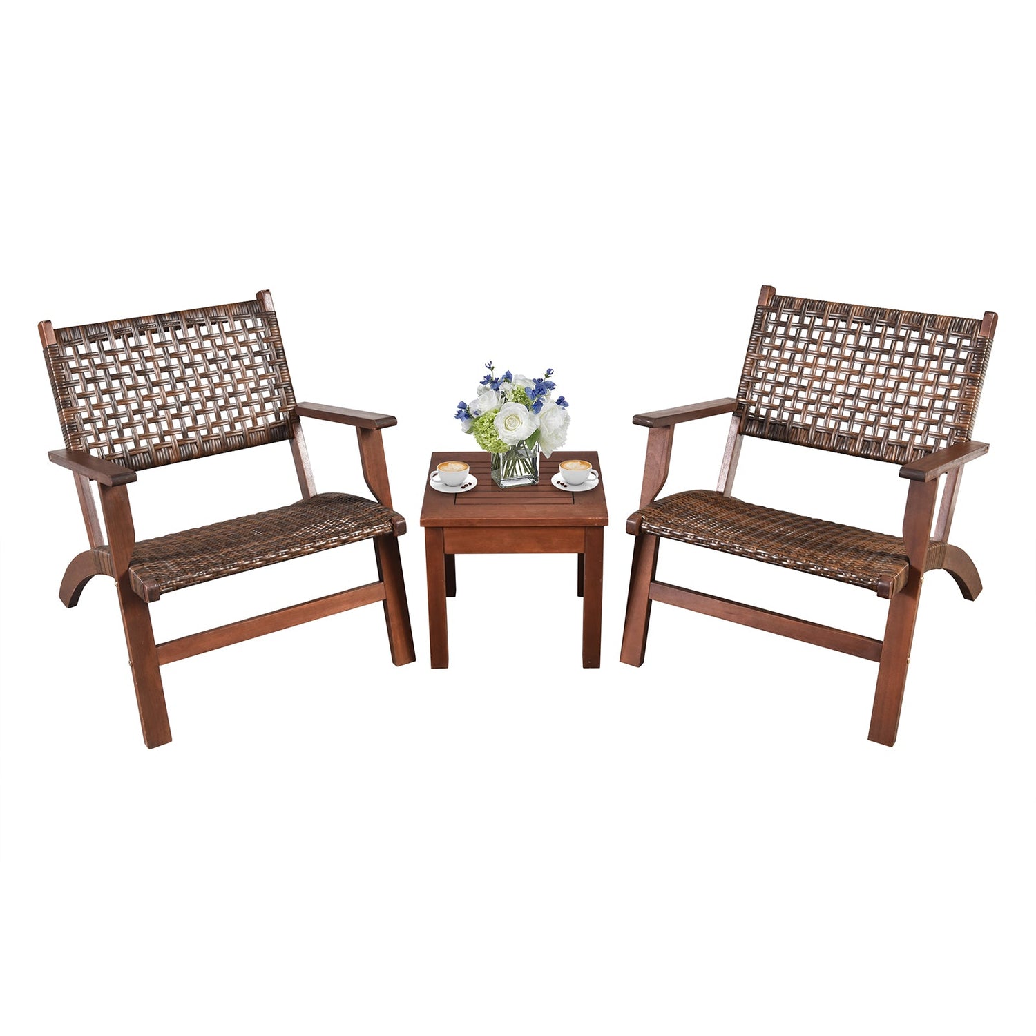 3 Pc Outdoor Rattan Patio Set