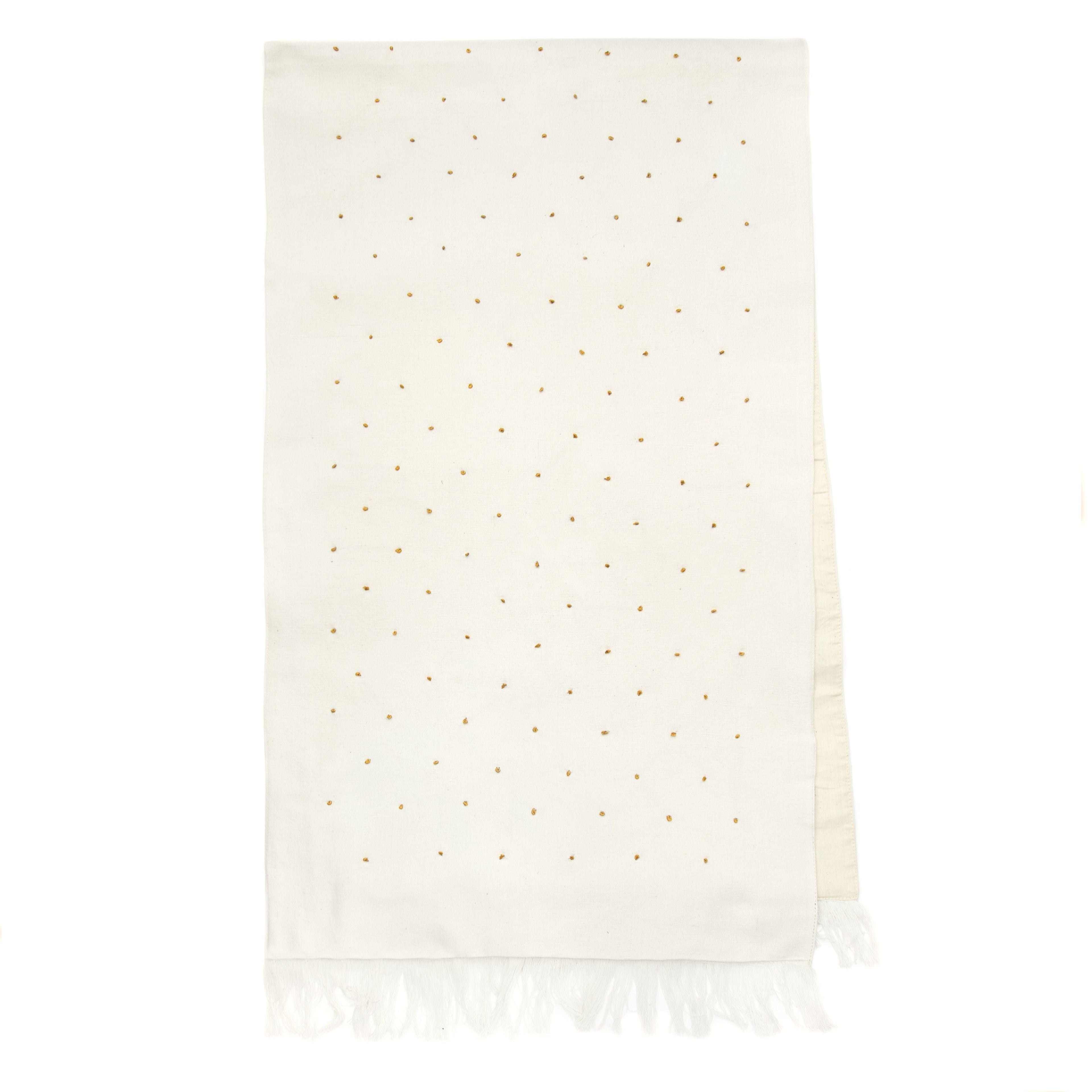 Others Embroidered Table Runner Yellow Dots
