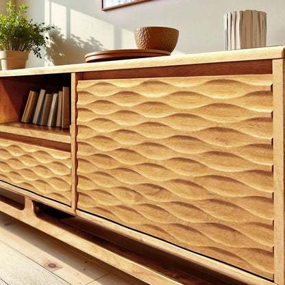 Acacia Elara Solid Wood TV Stand with Storage and Cable Management - 3 Finishes
