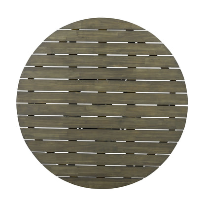 Round Outdoor Grey Acacia Wood Patio Dining Table - 47.25 inch