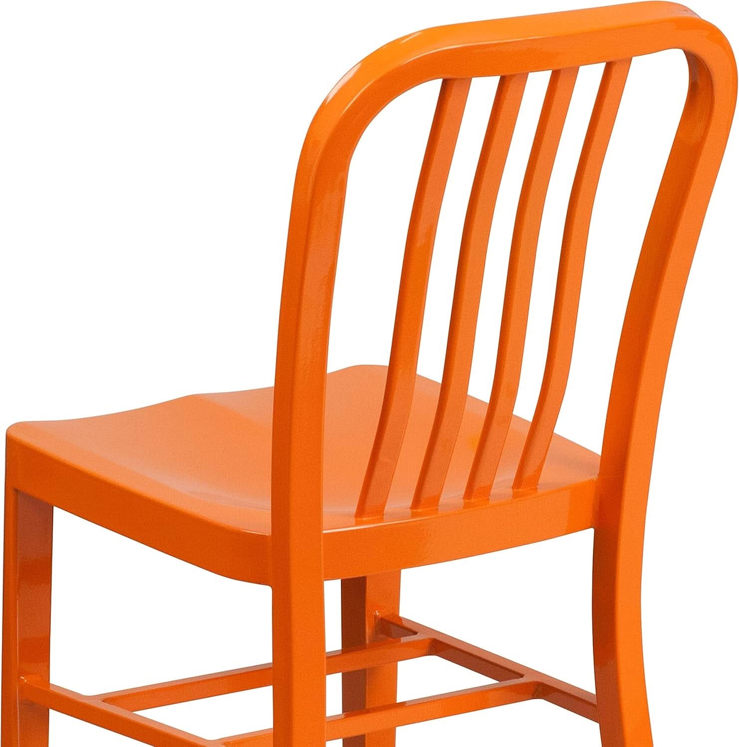 Set of 2 Commercial Grade Indoor/Outdoor Metal Dining Chairs- Orange