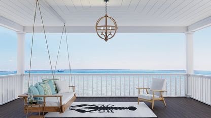 Lobster Black &amp; White Outdoor Mat