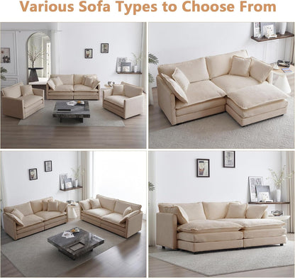 Chenille 76 Inch Loveseat Sofa - Beige