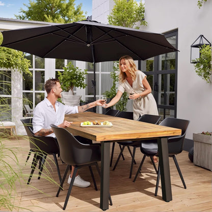 Acacia Wood indoor/Outdoor Dining Table For 6 With Iron Legs