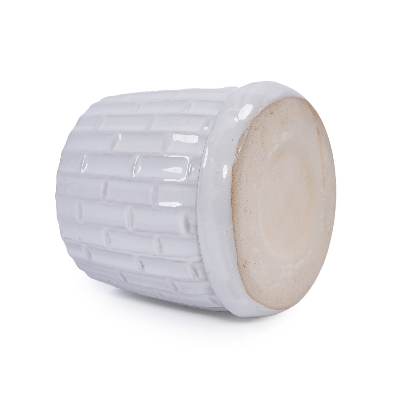 Set of 2 Patterned Ceramic Planters - White