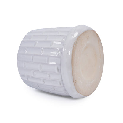 Set of 2 Patterned Ceramic Planters - White