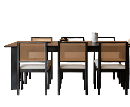 Black/Cream/Rattan Dining Chairs - Set of 6