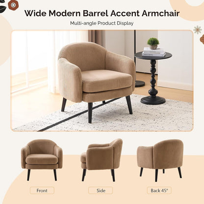 Corduroy Barrel Chair in Khaki