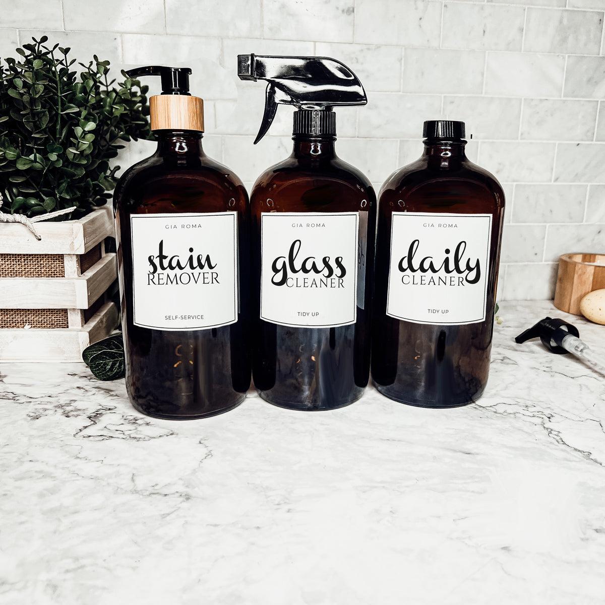 32oz Glass Bottles with Customized Labels - Amber