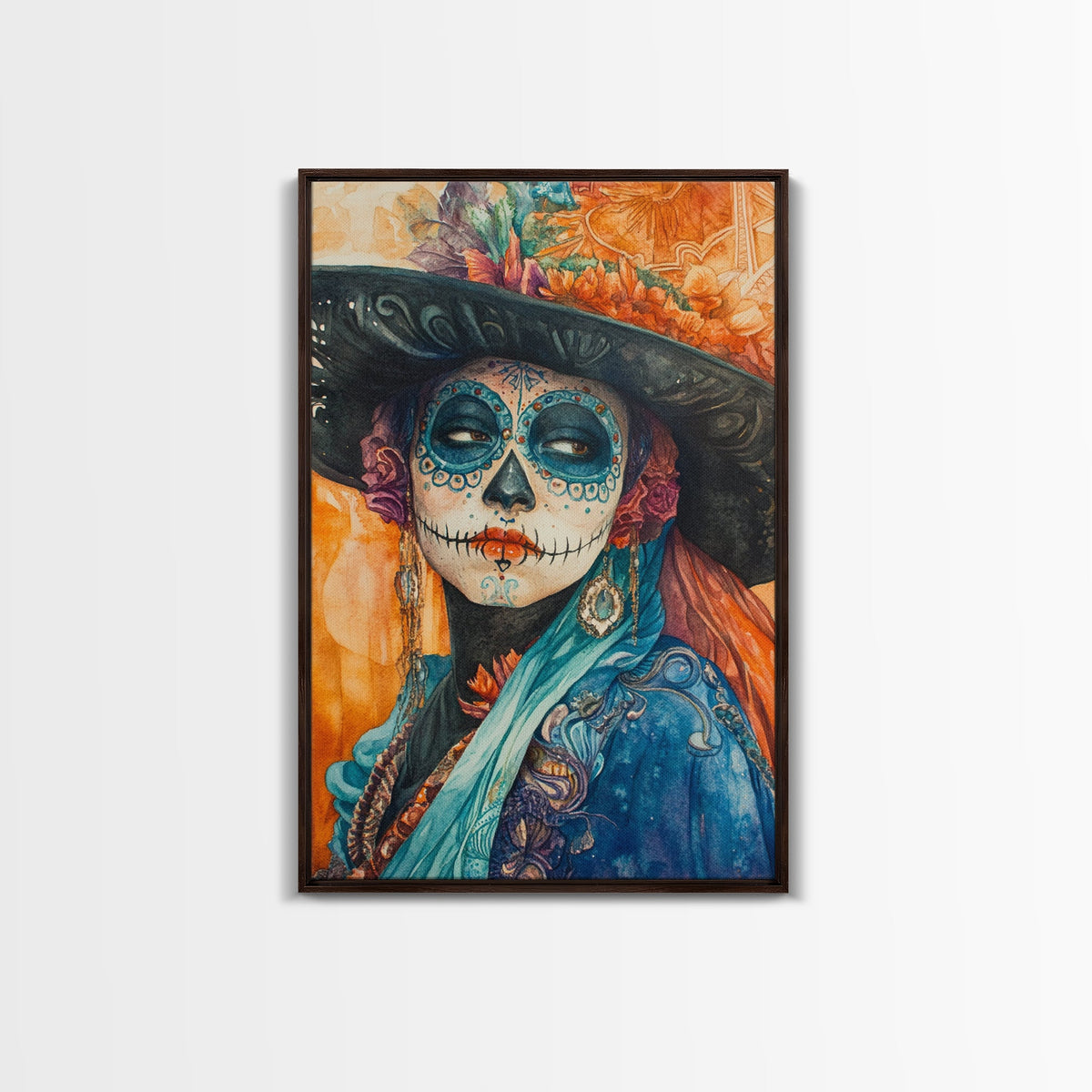 Dia De Los Muertos Framed Canvas Wall Art