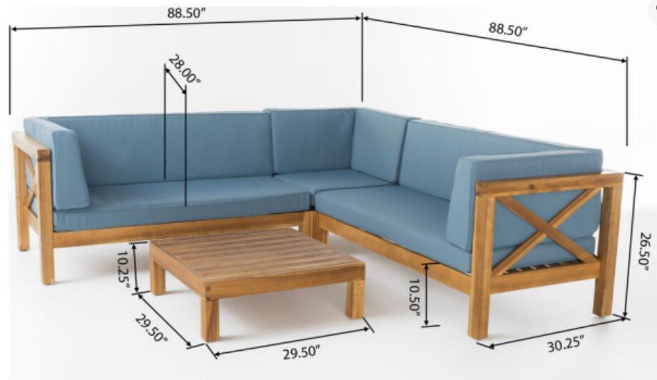 Brava 4-Piece Outdoor Modular Sofa Set in Ocean Blue